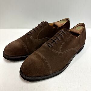 VERY GOOD Cole Haan Cap Toe Oxford Brown Suede Vibram Sole Made in Maine USA 12